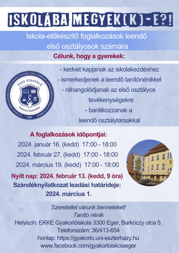 Iskola – előkészítő foglalkozások