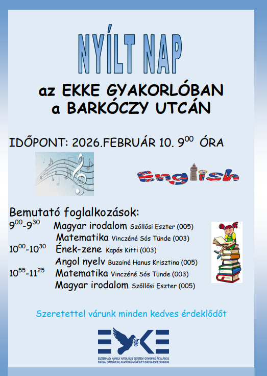 Nyílt nap az EKKE gyakorlóban(Barkóczy utca)