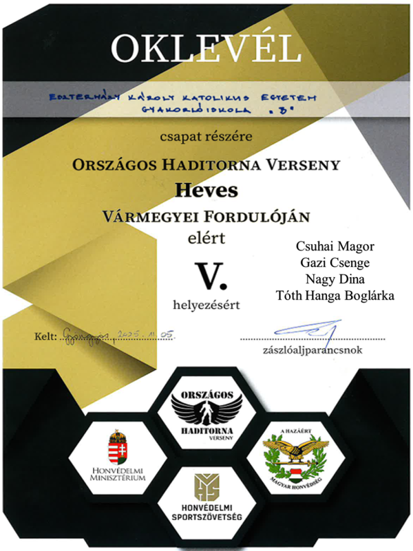 A kadétok között is megállták a helyüket az eszterházys diákok!