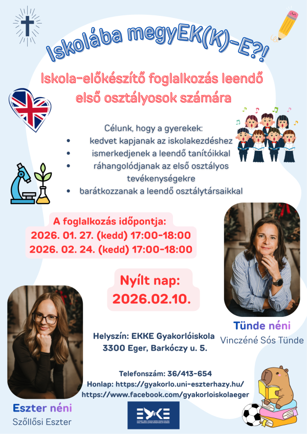 Iskolába megyEK(K)-E? iskola előkészítő foglalkozás leendő első osztályosok számára!